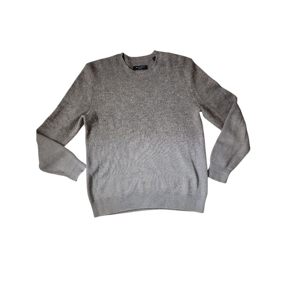 Allsaints Ombre Waffle Knit Crewneck Sweater Mens Medium Dark Taupe Streetwear